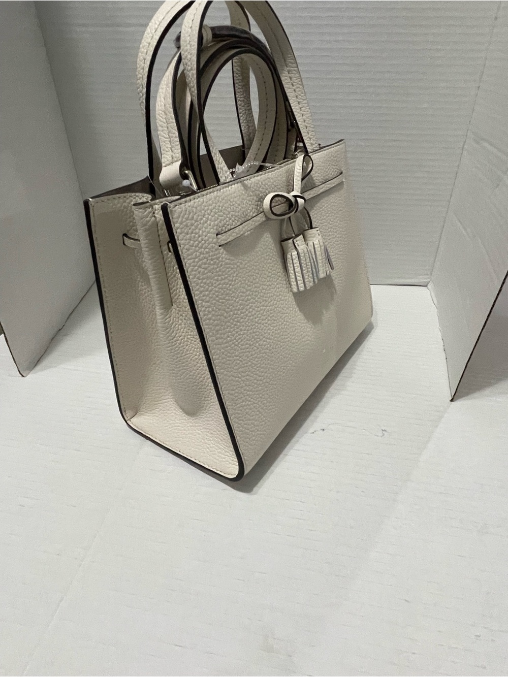 kate spade Cream Pebbled Leather Satchel with Tassel - Picture 2 of 7